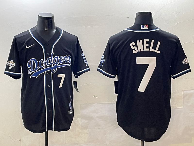 Men Los Angeles Dodgers 7 Snell Black Fashion Game 2025 Nike MLB Jersey style 3068